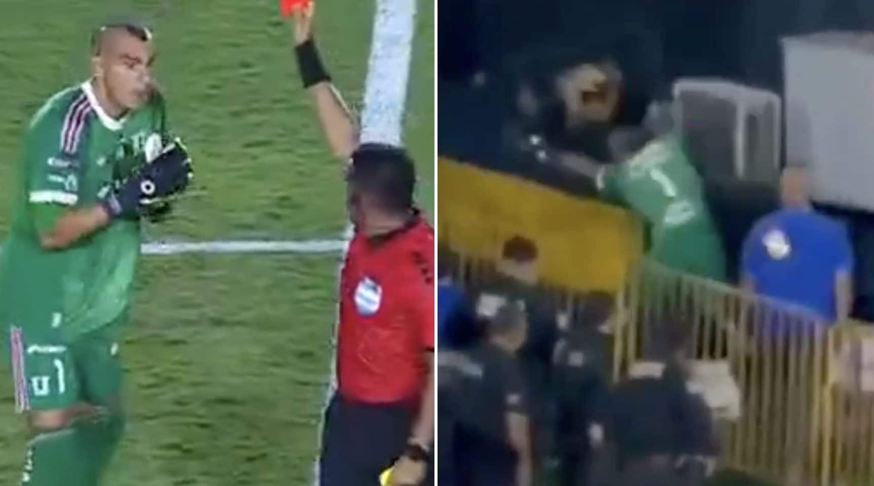 Spinge l'arbitro e poi fa volare anche un bidone dell'immondizia: Guzman completamente fuori controllo