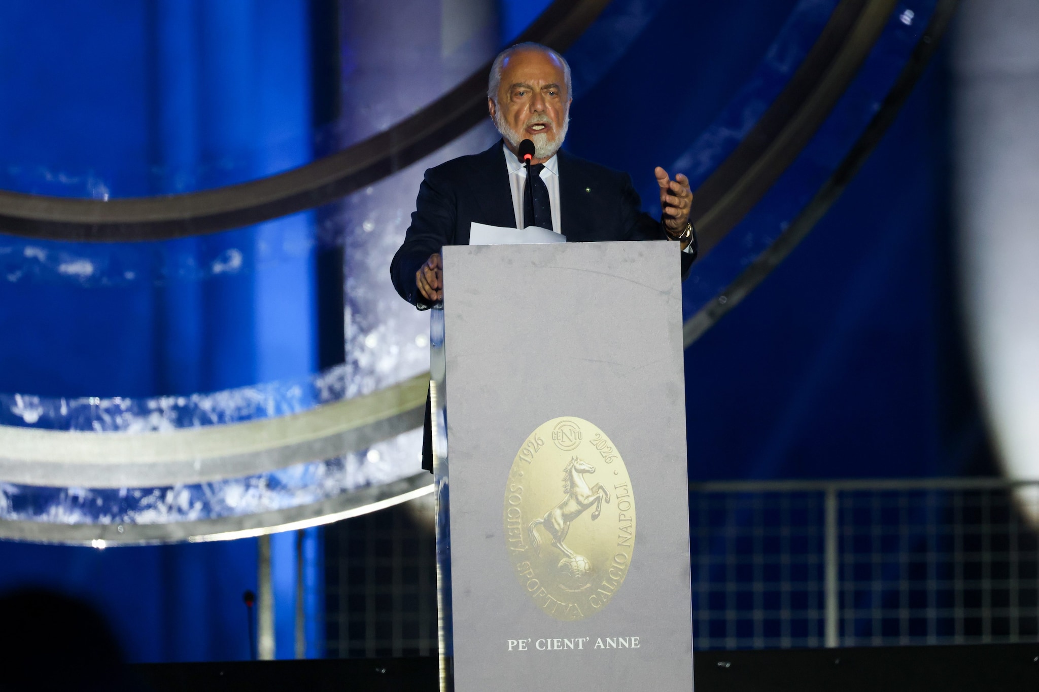Aurelio De Laurentiis durante la festa del Centenario del Napoli