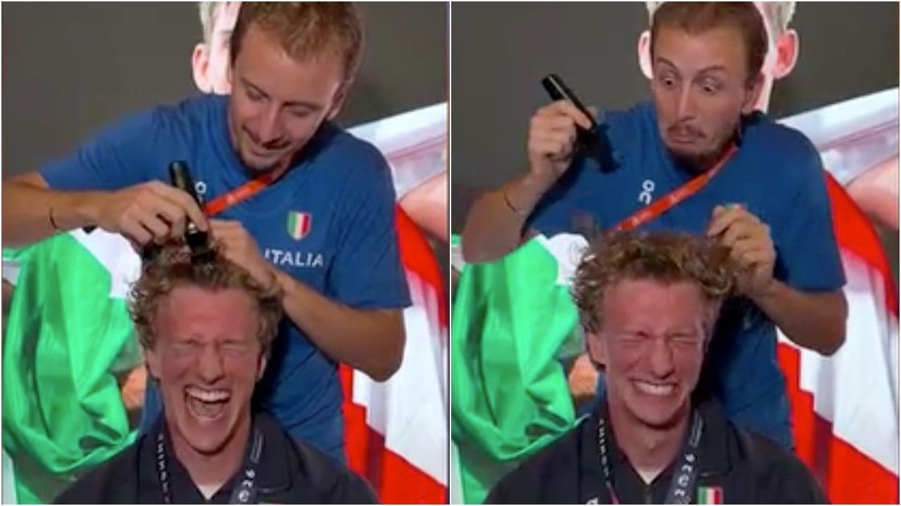 Benati si taglia i capelli a zero dopo l'oro nella 4x400: era la prima parte di una scommessa