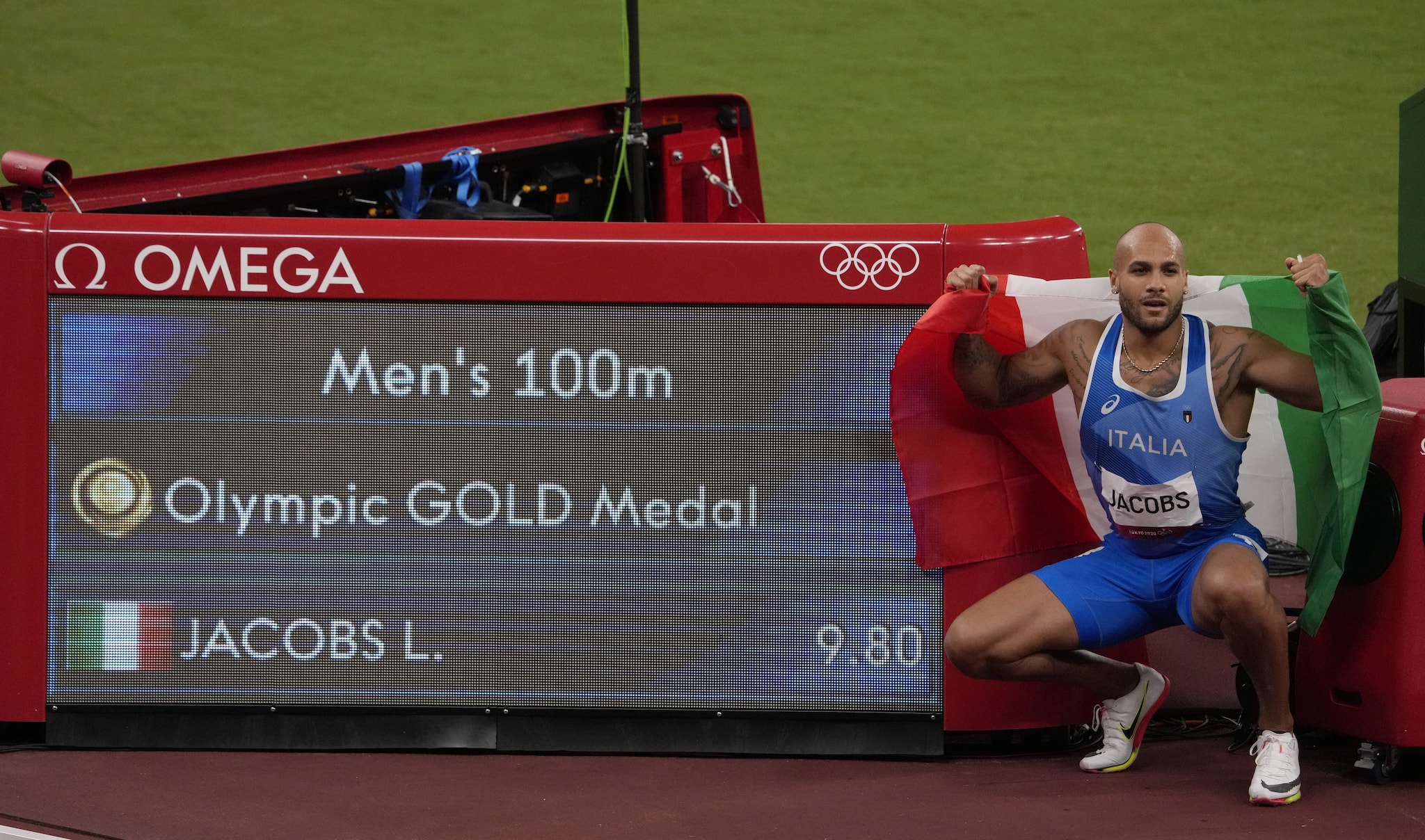 Jacobs con il tempo con cui ha conquistato il 1 agosto 2021 l'oro olimpico