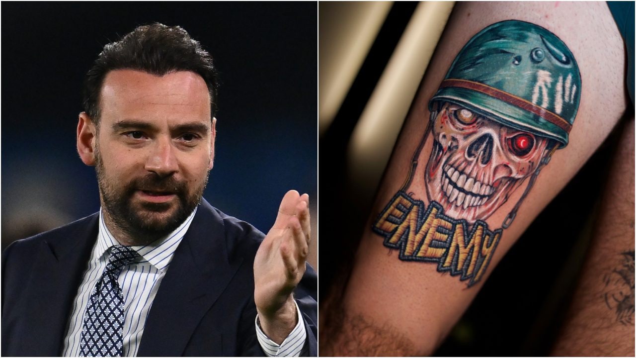 Giovanni Manna si tatua un teschio con elmetto militare: il significato per il Ds del Napoli