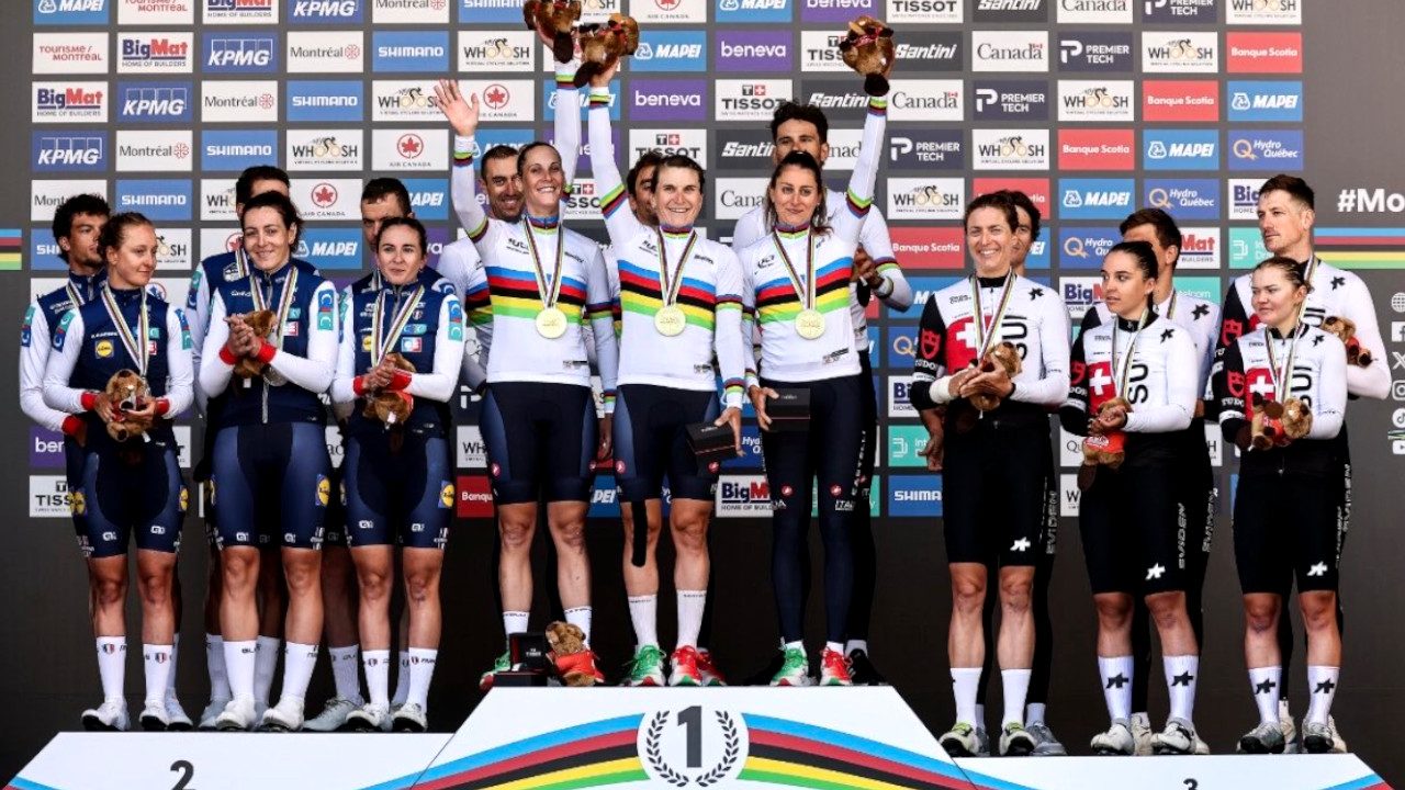 Italia Campione del Mondo di ciclismo a Montreal, primo oro storico nel Team Relay: "Come a Capodanno"