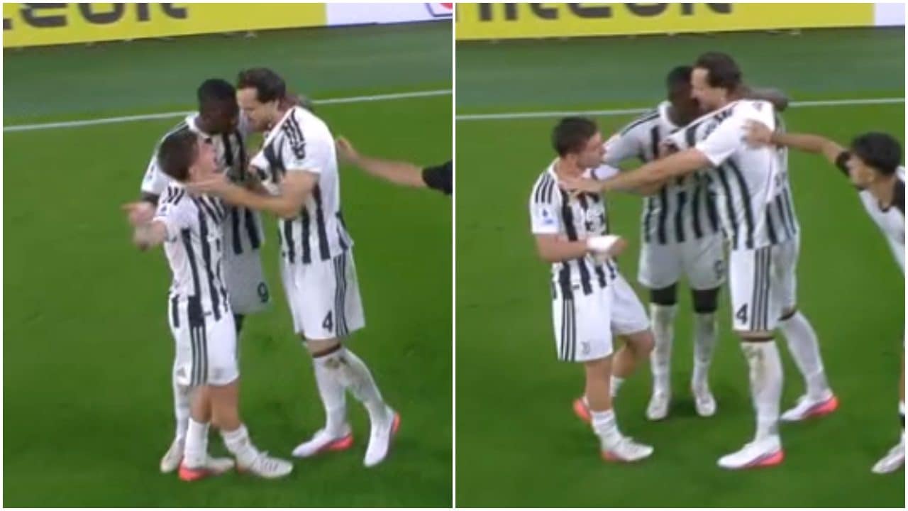 La reazione di Conceicao con Gatti per l'esultanza prolungata in Juve-Milan: il difensore lo spinge via