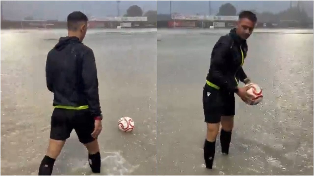 Arbitro ridicolizzato per aver fatto rimbalzare il pallone con l'acqua alle caviglie, ma doveva cautelarsi