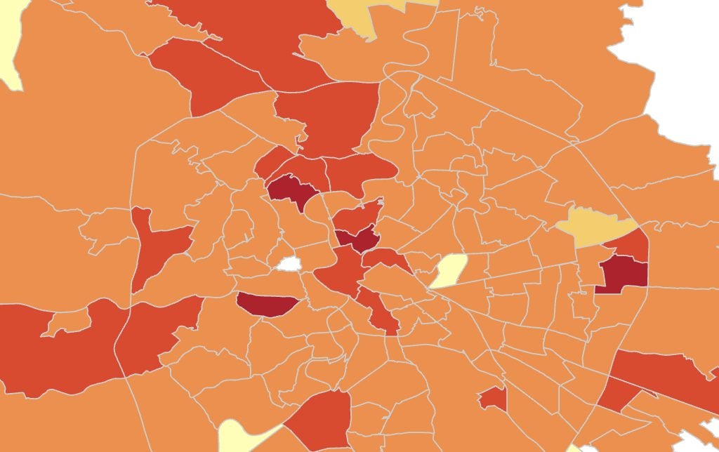 La mappa dei contagi a Roma