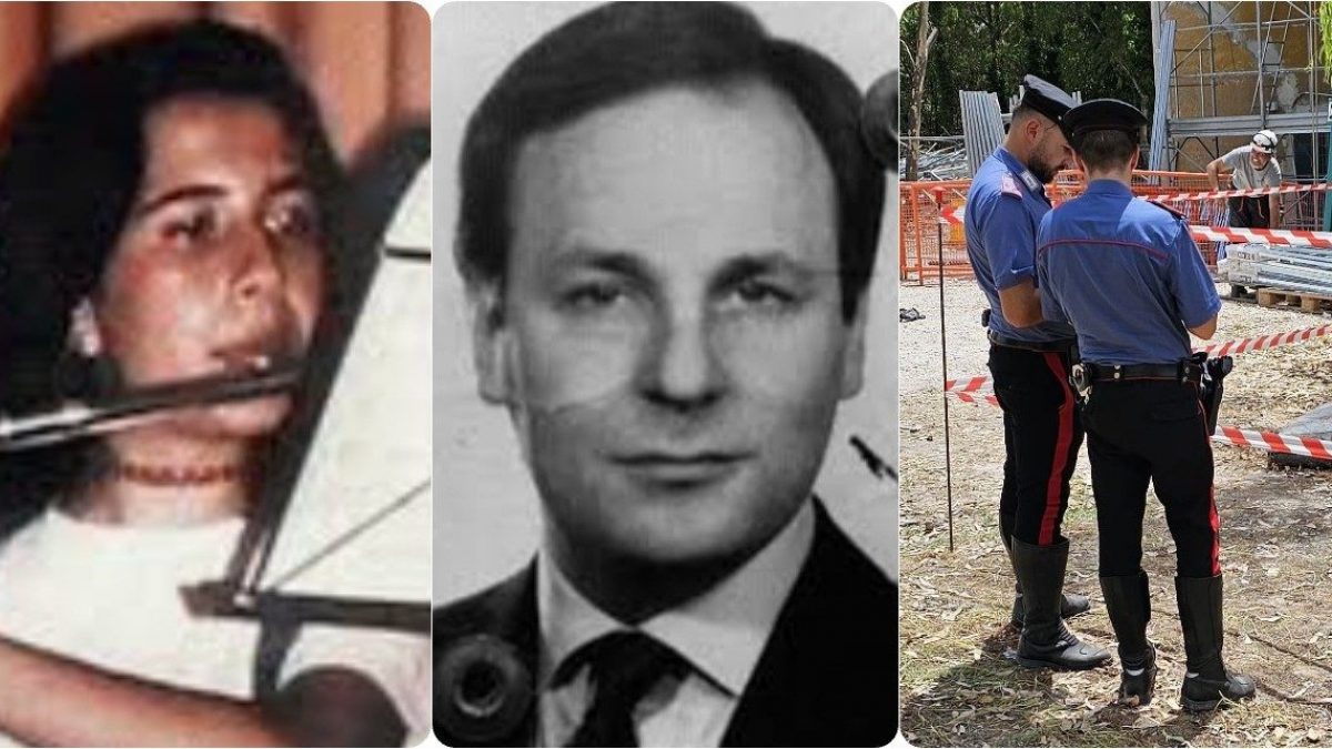 A sinistra Emanuela Orlandi, al centro Enrico De Pedis della Banda della Magliana, a destra le ossa rinvenute al San Camillo.