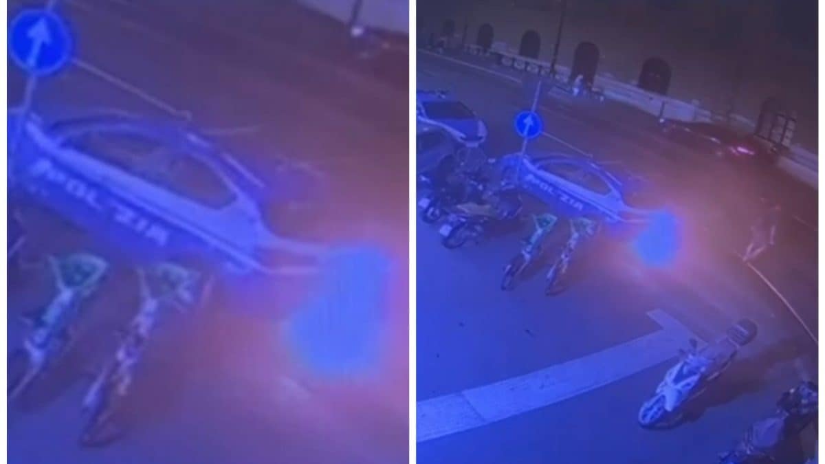 La volante incendiata (Fra dal video di AdnKronos)
