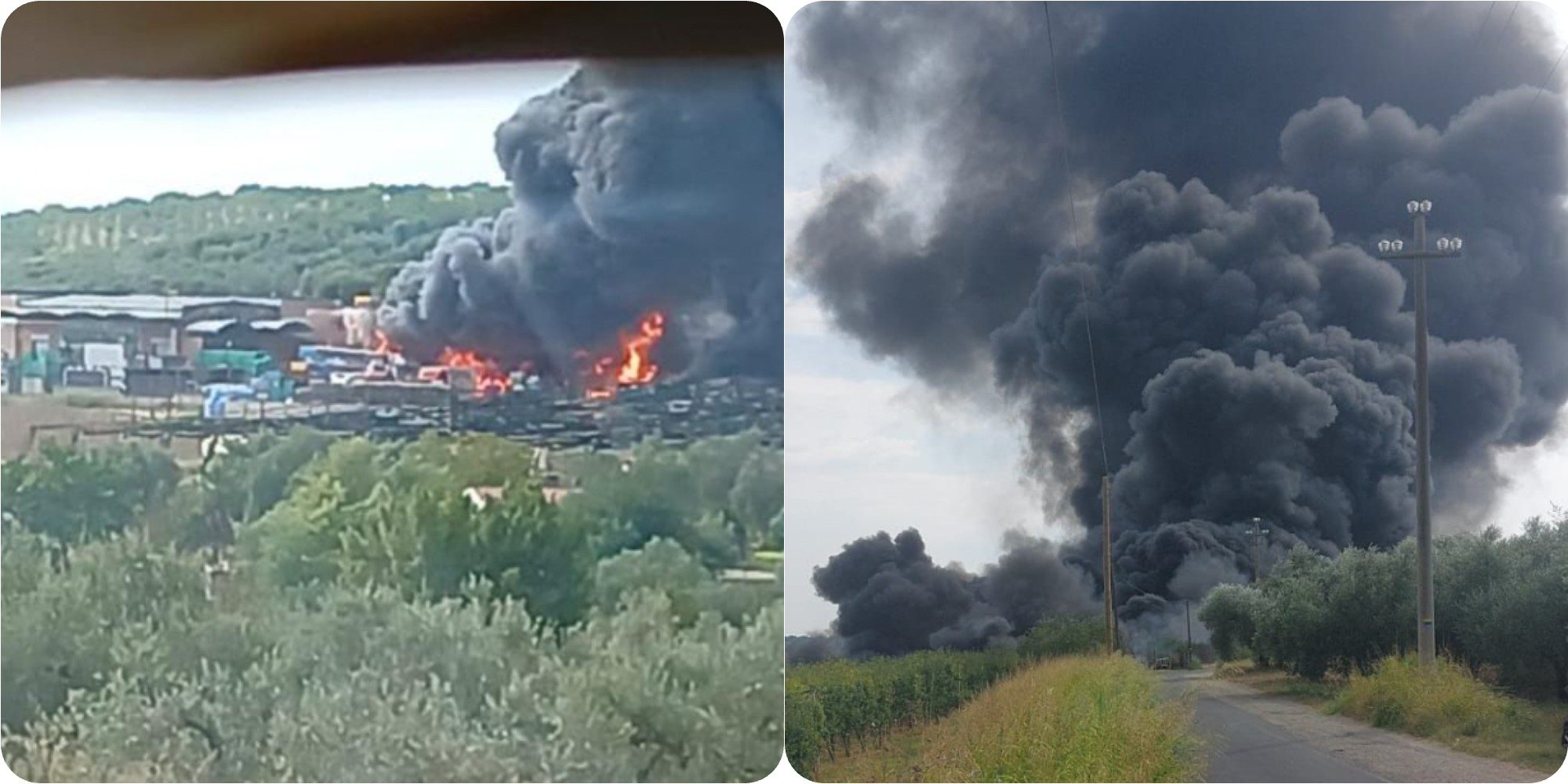 Incendio a Montelibetti, fumo e fiamme.