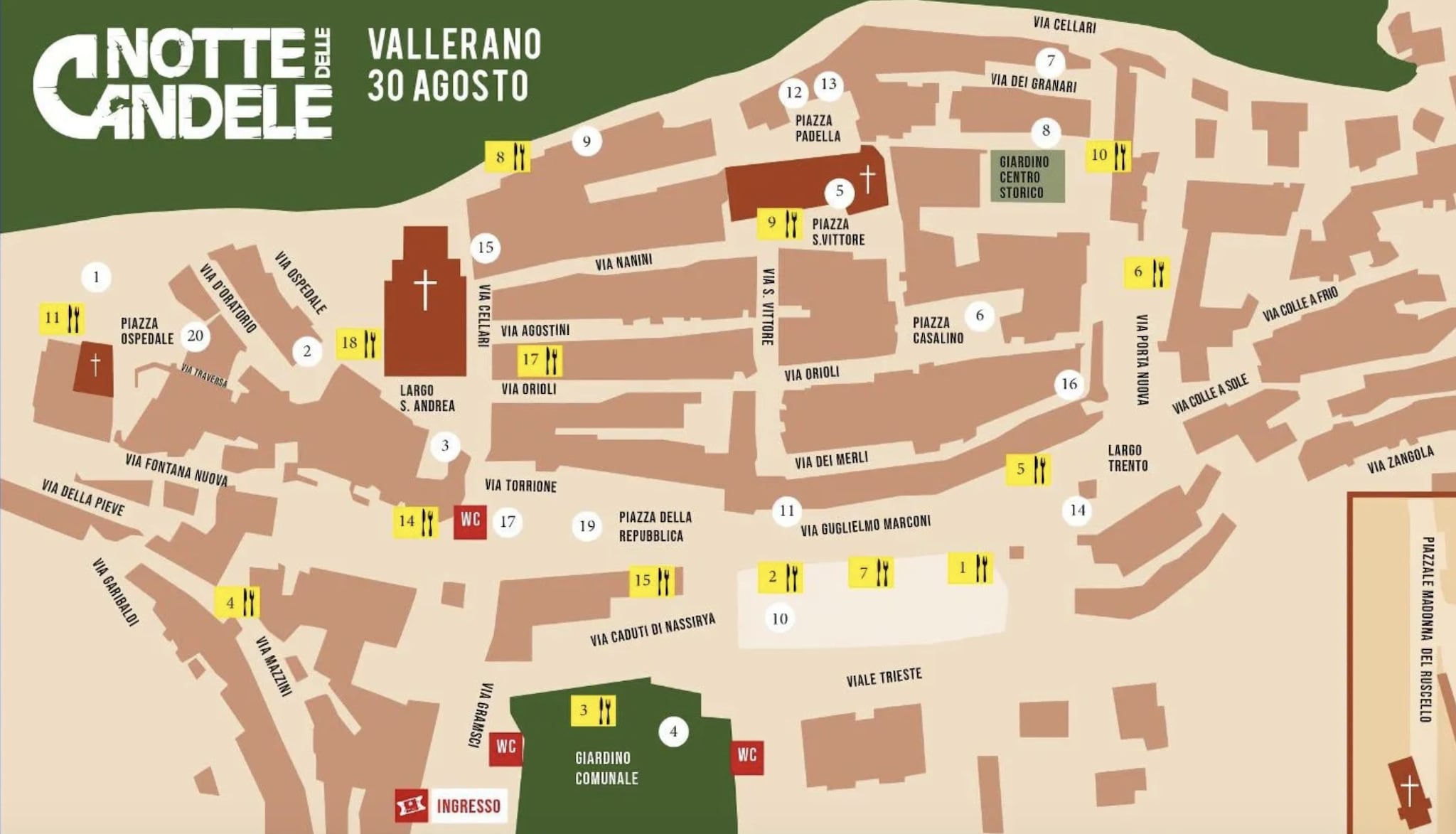 La mappa della Notte delle Candele a Vallerano