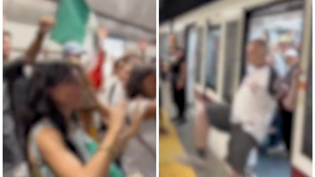 Giovani pellegrini in metro e un passeggero che urla contro di loro