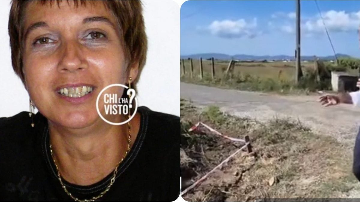a sinistra Elena Vergari, a destra il giornalista di CHi l’ha visto? che ha ritrovato le ossa nel luogo indicato dalla lettera anonima.