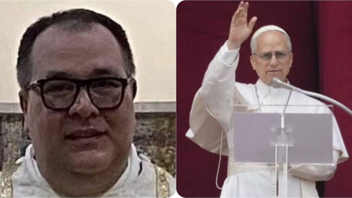 A sinistra Alessandro Frateschi, a destra Papa Leone XIV.