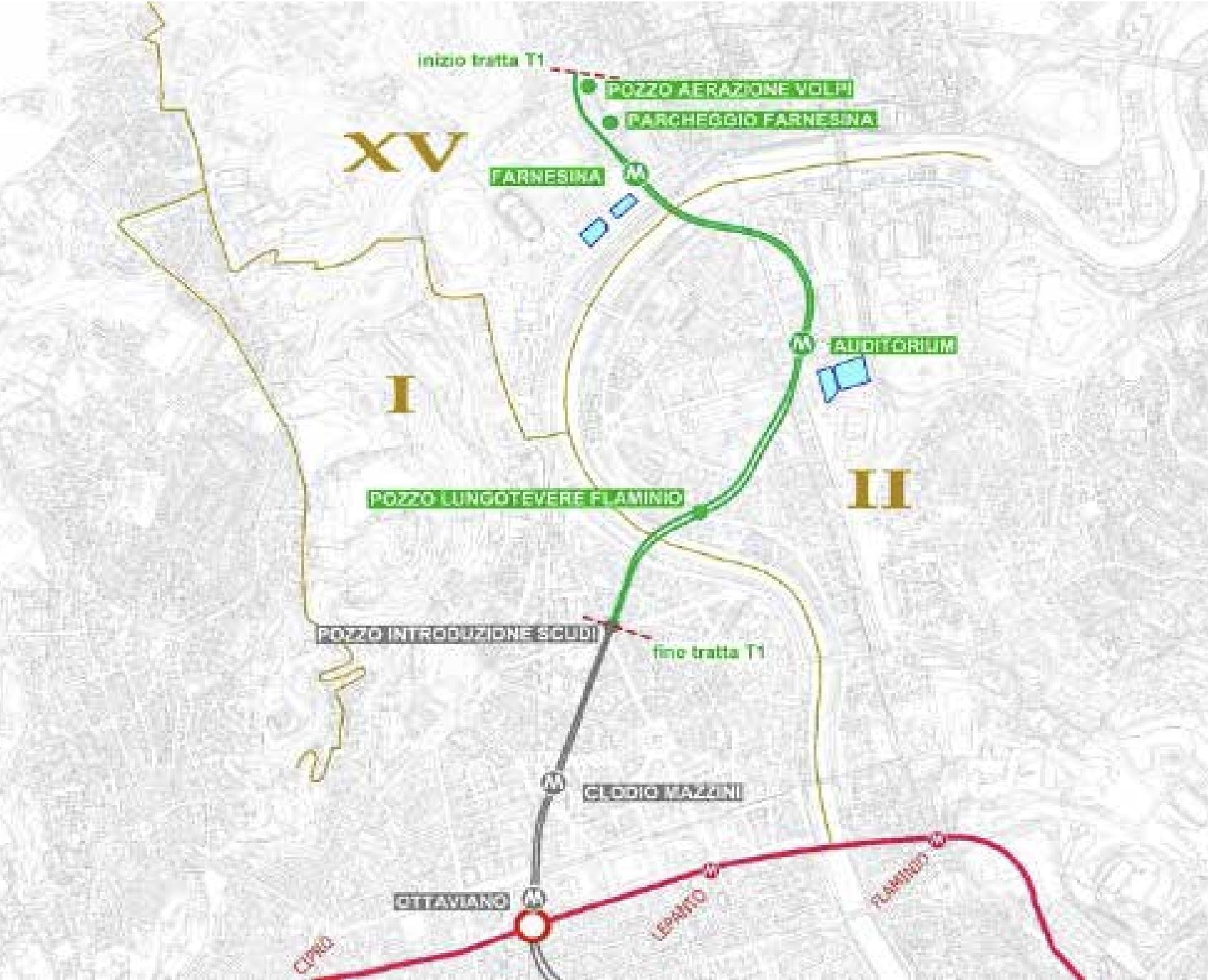 Il tratto T1 della metro C (Immagine da Roma Metropolitane)