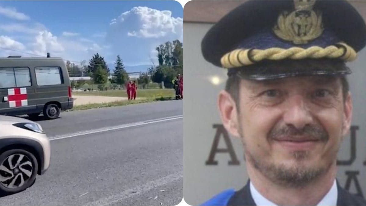 A sinistra i soccorsi sul luogo dello schianto dal video di Ansa, a destra colonnello Mettini.