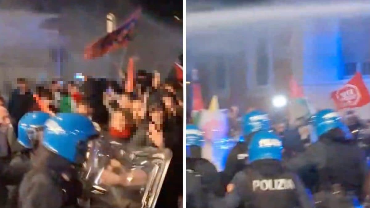 Scontri tra polizia e manifestanti al corteo per la Palestina diretto alla Festa del Cinema di Roma