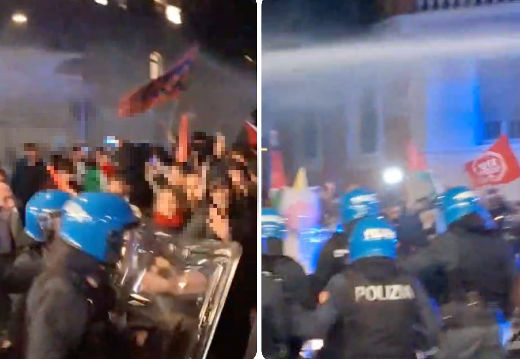 Scontri al corteo per la Palestina diretto alla Festa del Cinema di Roma, polizia usa manganelli e idranti