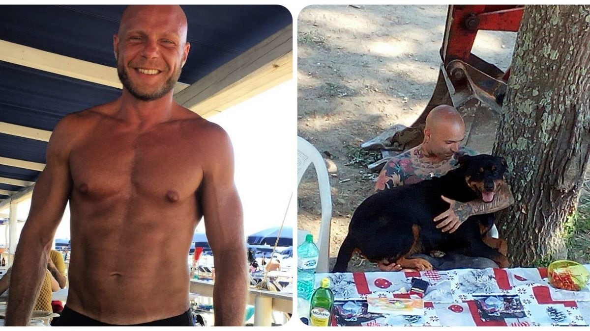 A sinistra Paolo Pasqualini, a destra Patrizio Pintus con uno dei tre cani