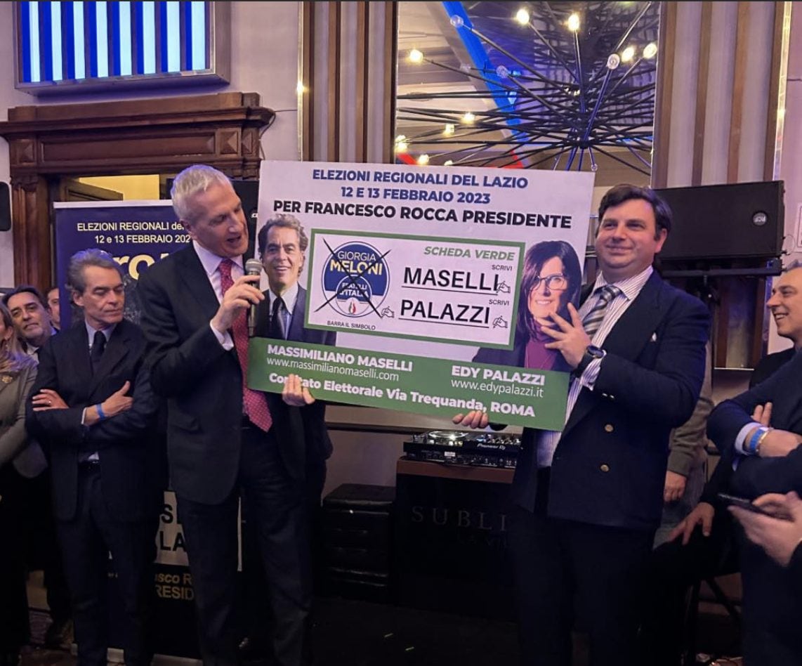 Giuseppe Cavallaro con Ciocchetti e Maselli, durante l’evento organizzato dall’avvocato per la campagna elettorale dell’attuale assessore regionale