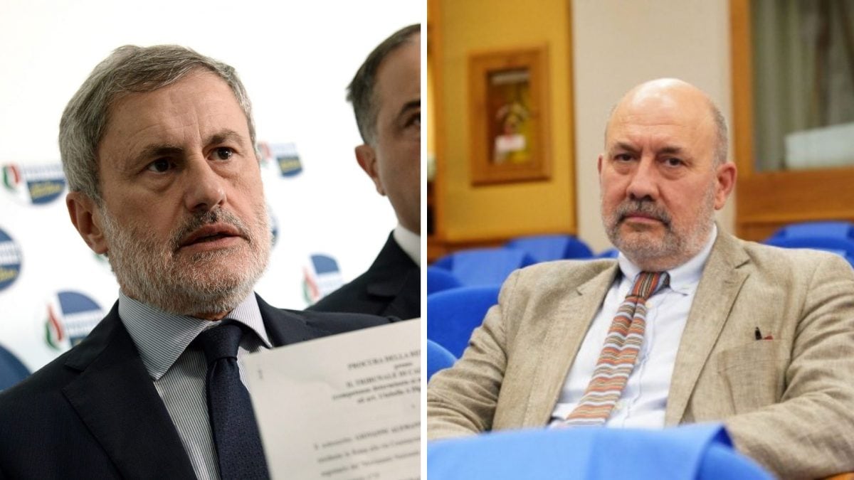 L’ex sindaco di Roma e ora detenuto del carcere di Rebibbia Gianni Alemanno e il garante per le carceri del Lazio Stefano Anastasìa