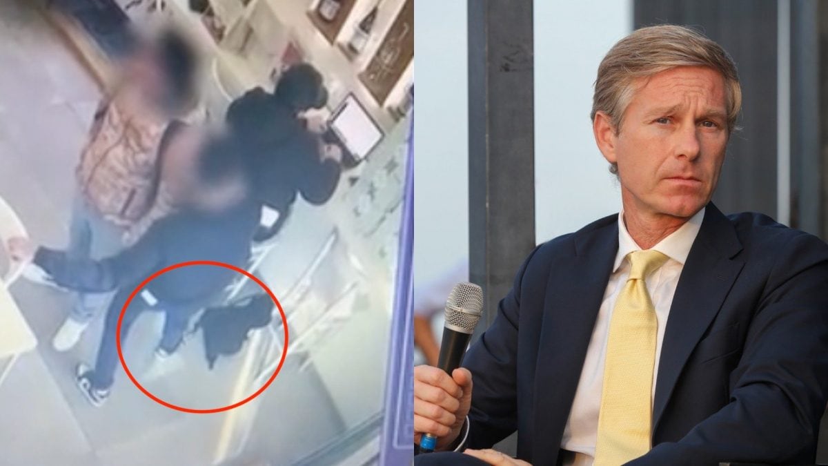 Lo screen dal video delle telecamere di sorveglianza e il professor Orsini, a destra.