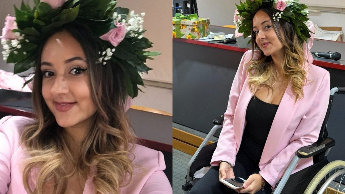 Caterina Pallocca il giorno della laurea in ospedale.