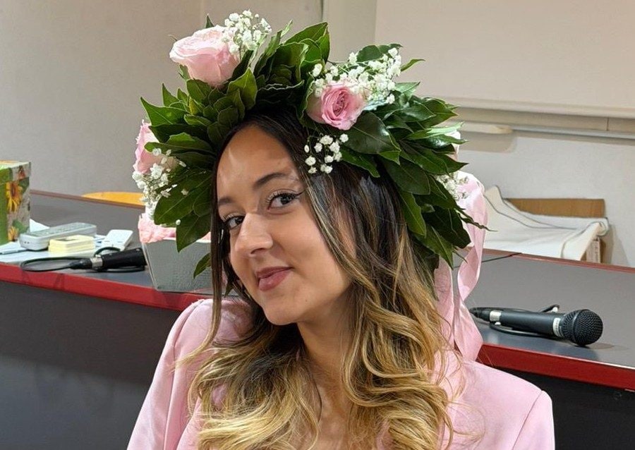 Caterina Pallocca il giorno della sua laurea nella clinica di riabilitazione.