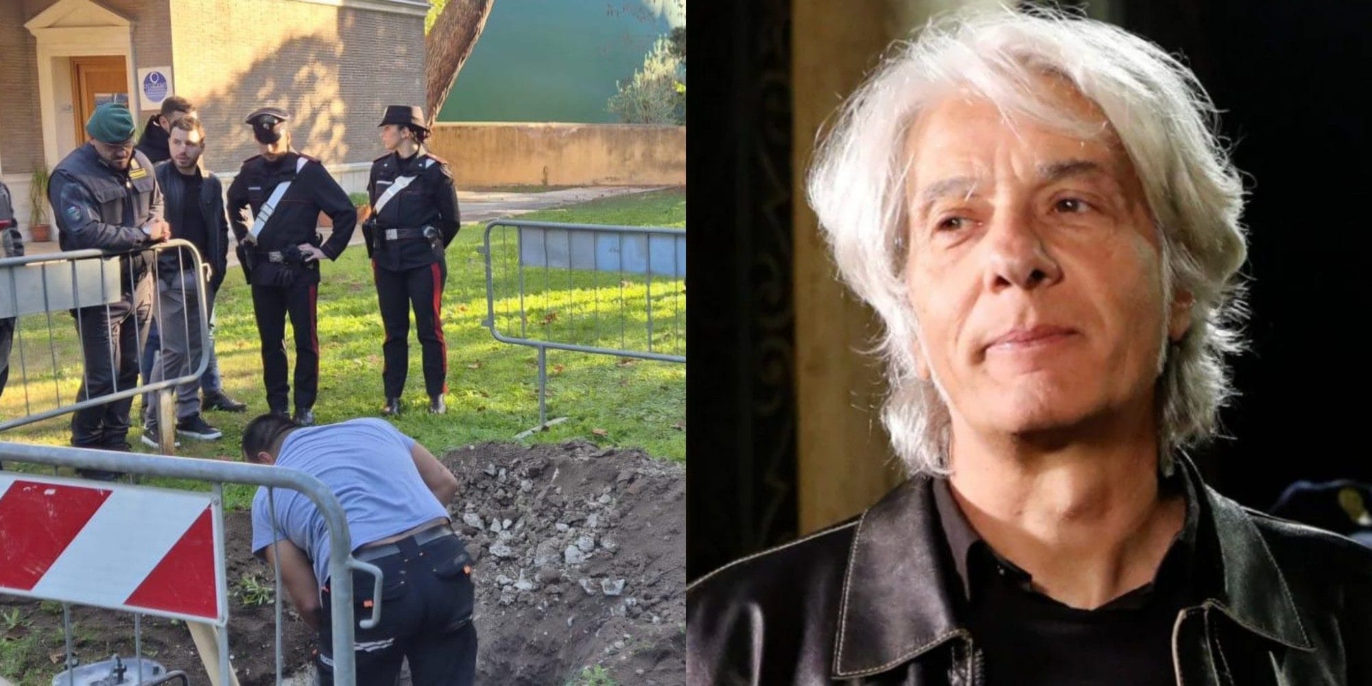 Gli scavi alla Casa del Jazz nei mesi scorsi a sinistra, Pietro Orlandi a destra.