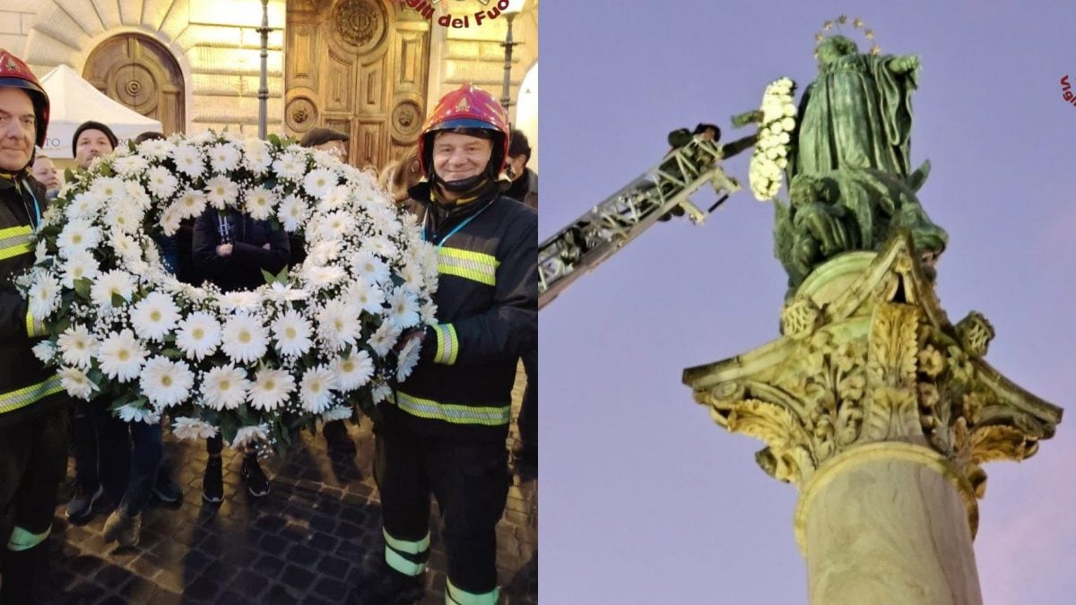 L’omaggio dei vigili del fuoco.