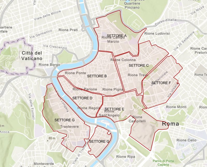 La Ztl Centro Storico di Roma (immagine da romamobilita.it)