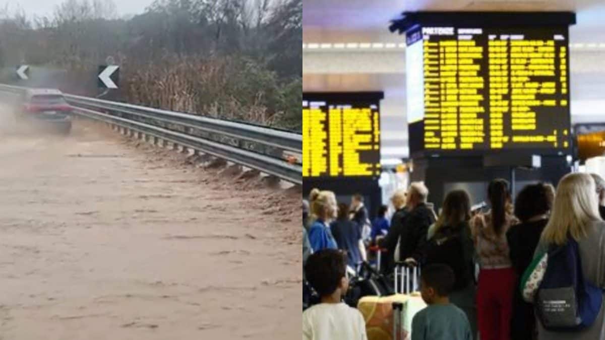 A sinistra l’immagine dal video di TikTok sulla diramazione Roma Est verso la Roma–L’Aquila, a destra ritardi (foto di repertorio).