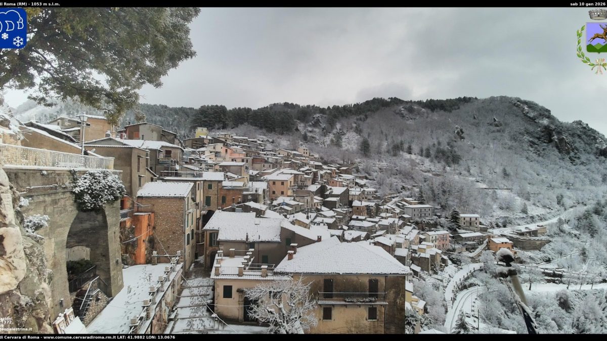 Cervara di Roma, la nevicata del 10 gennaio 2026, foto da Meteo Palestrina.