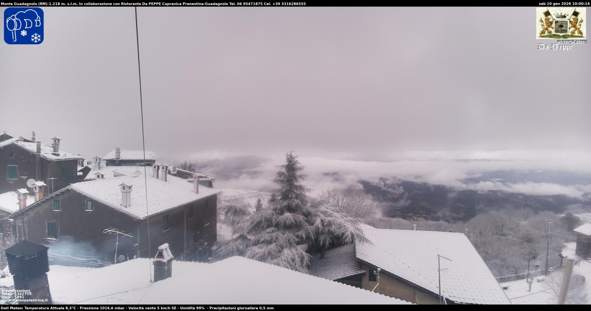 Monte Guadagnolo, la nevicata del 10 gennaio 2026, foto da Meteo Palestrina.
