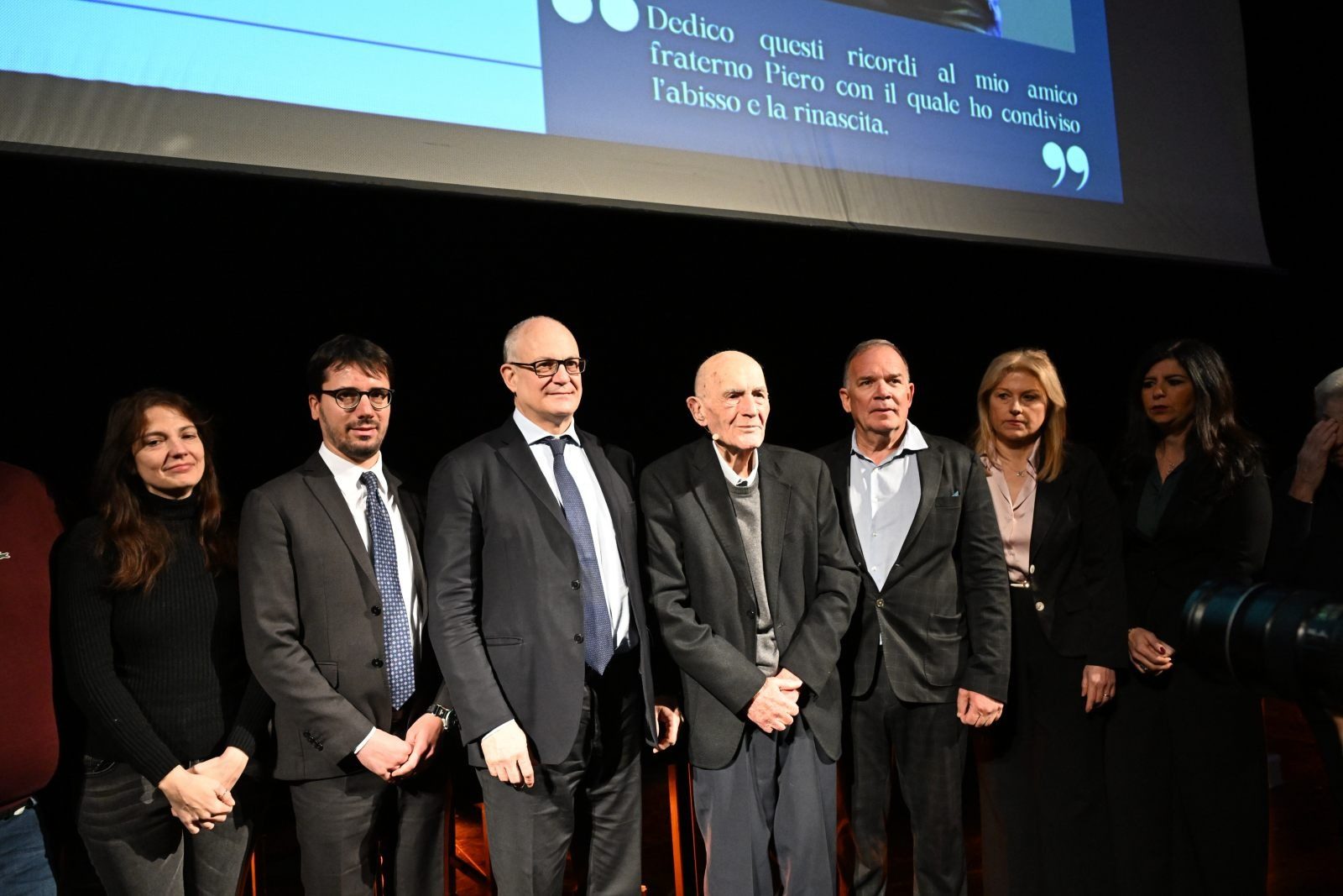 Una foto dell’evento con il sindaco Roberto Gualtieri, Sami Modiano e il presidente del Municipio XII Elio Tomassetti