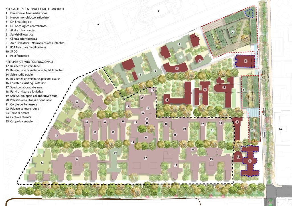 Un prospetto del nuovo Policlinico Umberto I (immagine da Università La Sapienza)