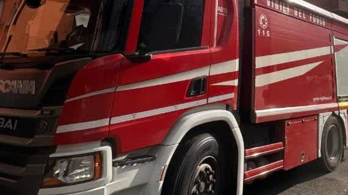 Il camion dei vigili del fuoco.