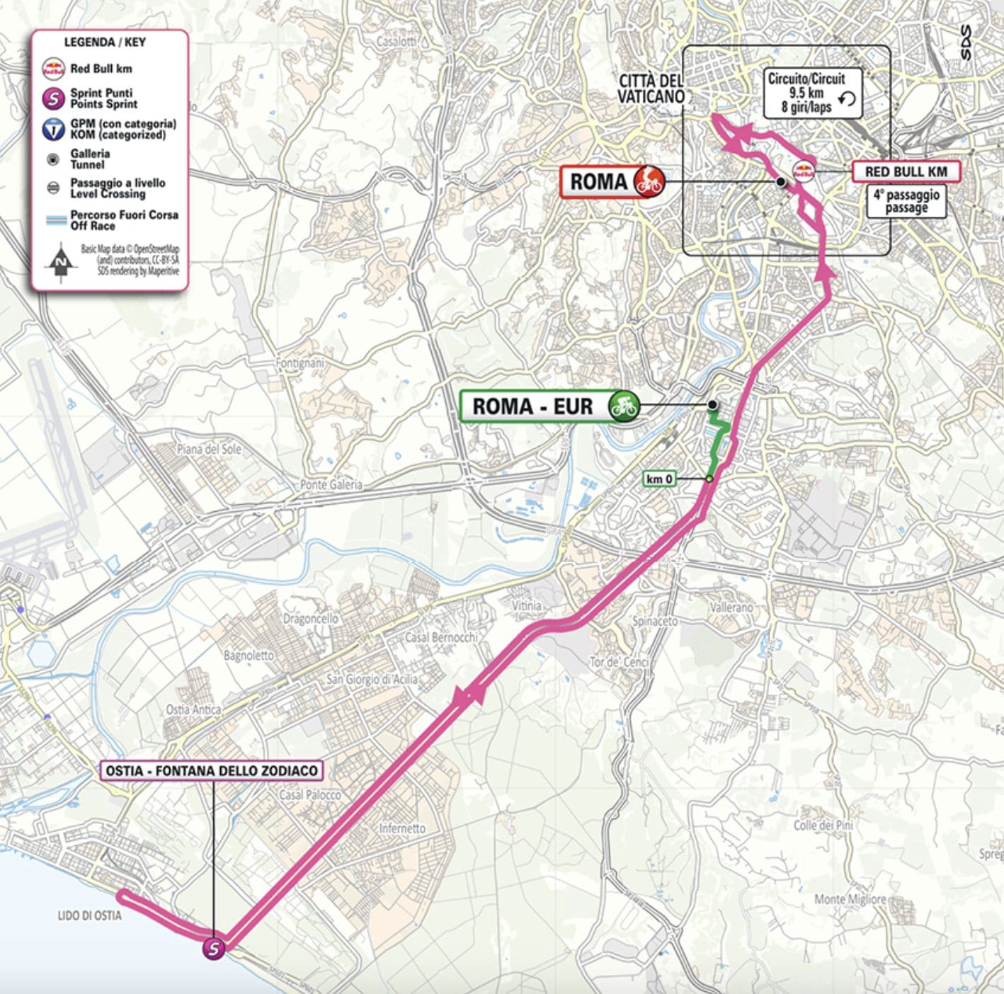 Il percorso dell’utlima tappa del Giro d’Italia 2026 a Roma (da Giro d’Italia)