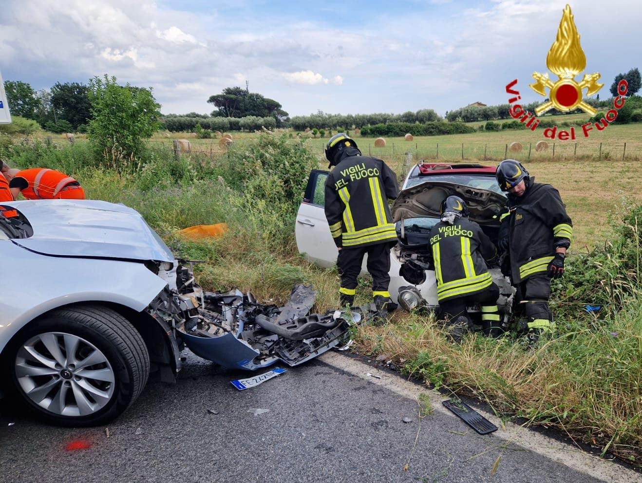 I vigili del fuoco sul luogo dell’incidente