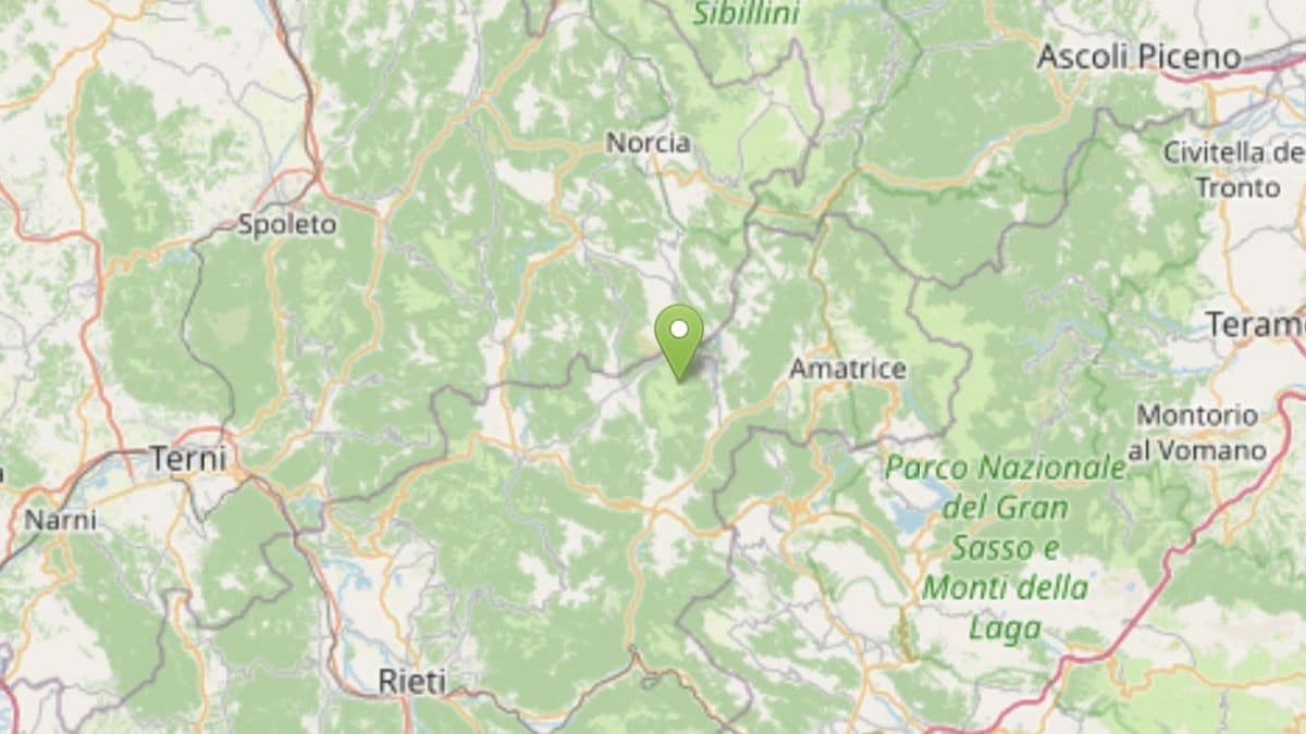 Lo screenshot dal sito di INGV.