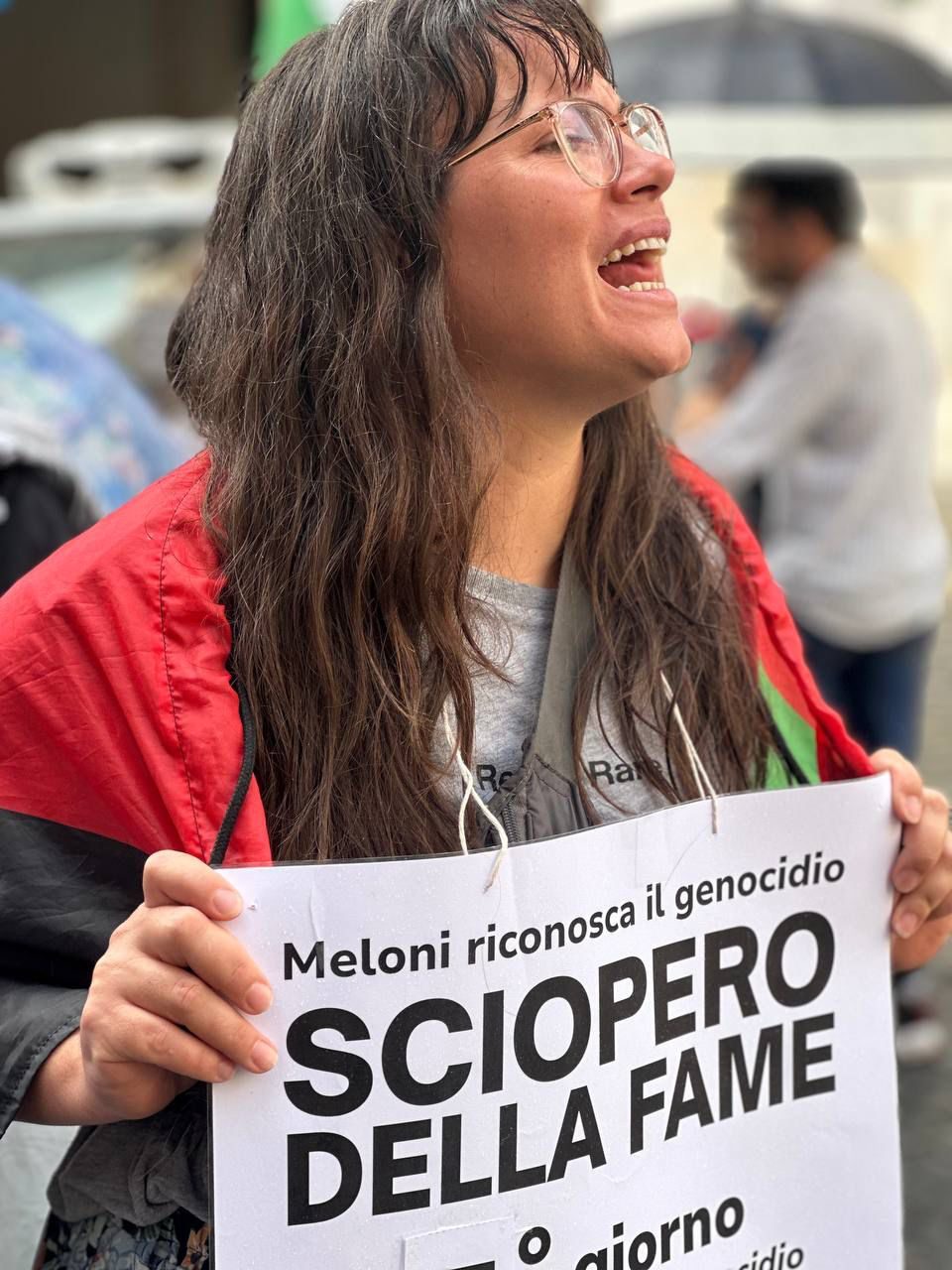Alina durante la protesta.