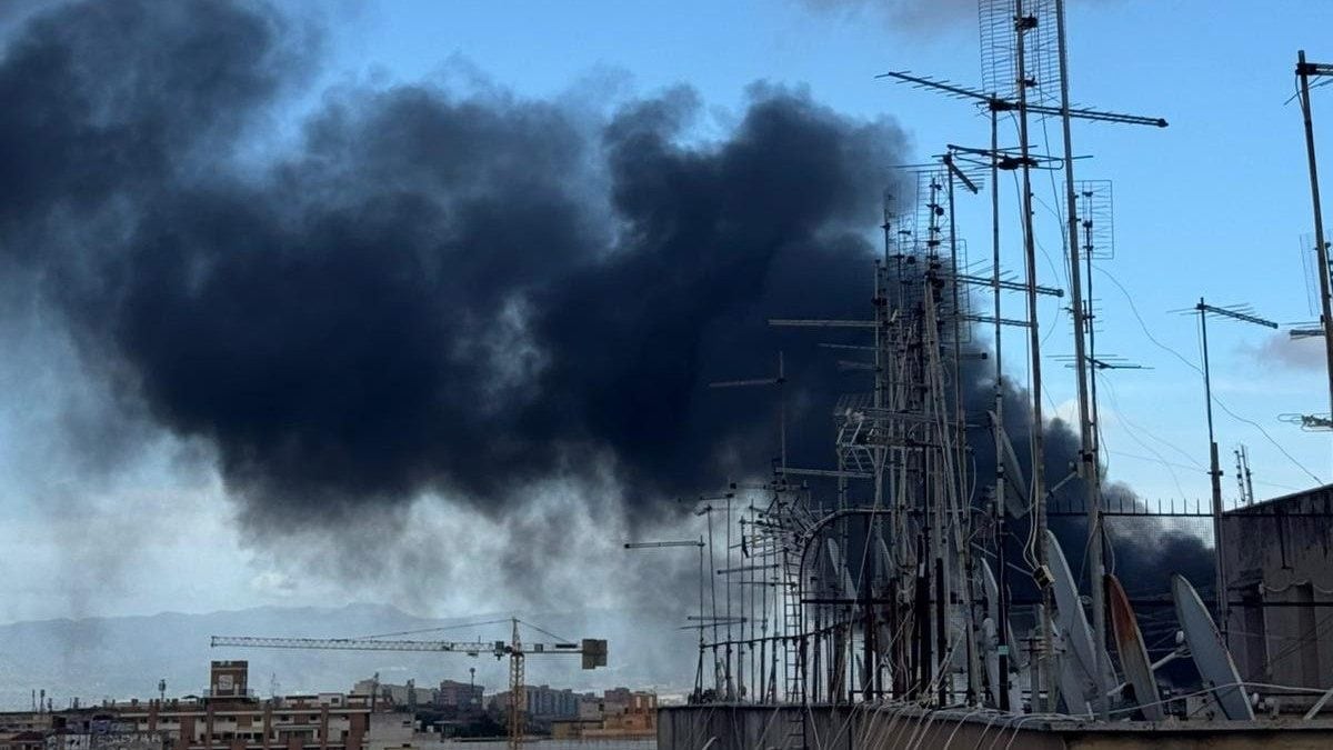 La colonna di fumo dell’incendio, foto inviata a Fanpage.it da un lettore.