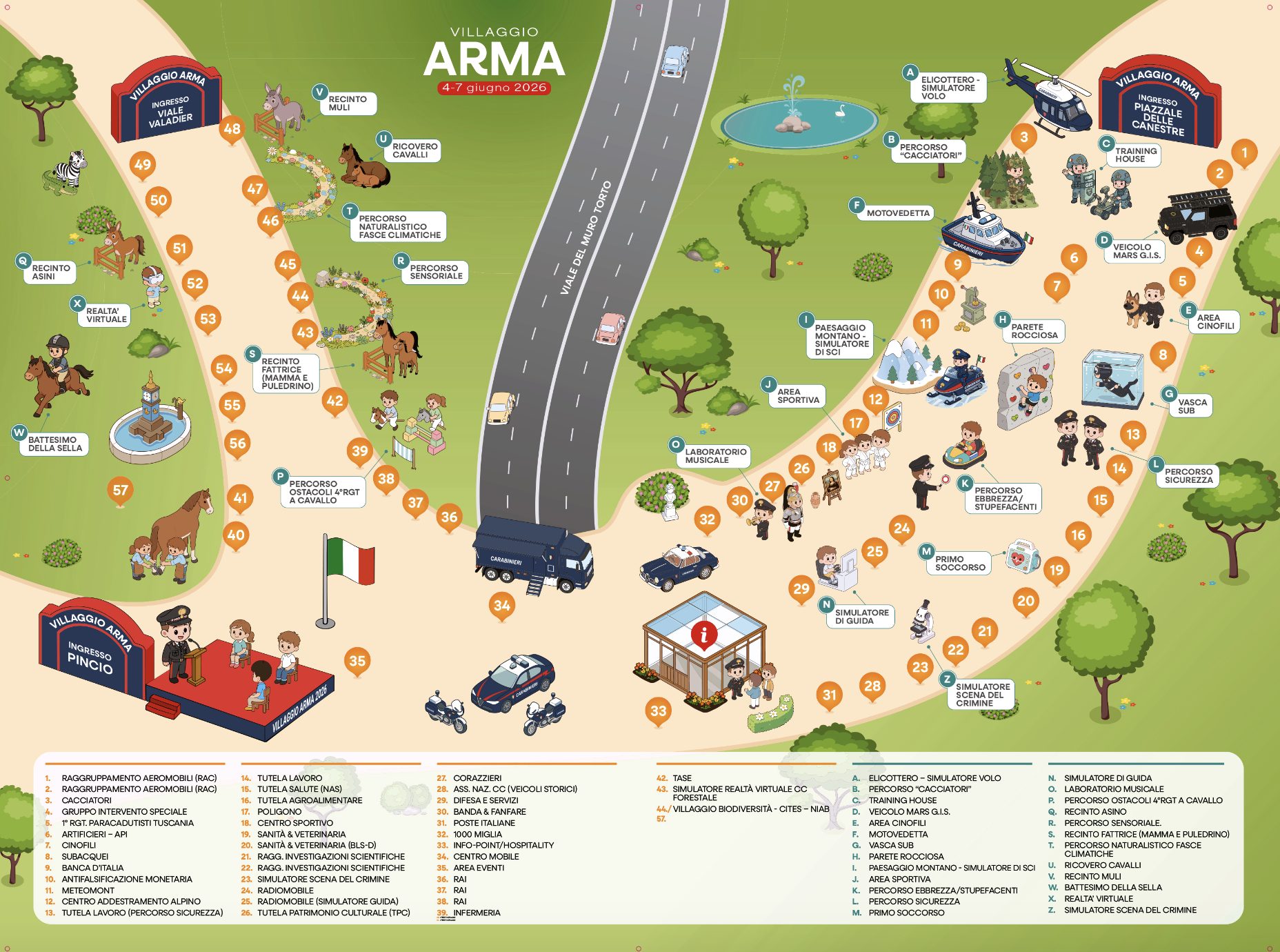 La mappa delle attività al Villaggio Arma