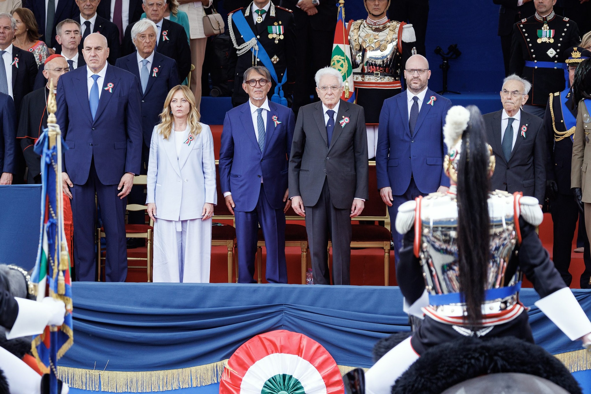 La tribuna autorità alla parata della Festa della Repubblica (Lapresse)