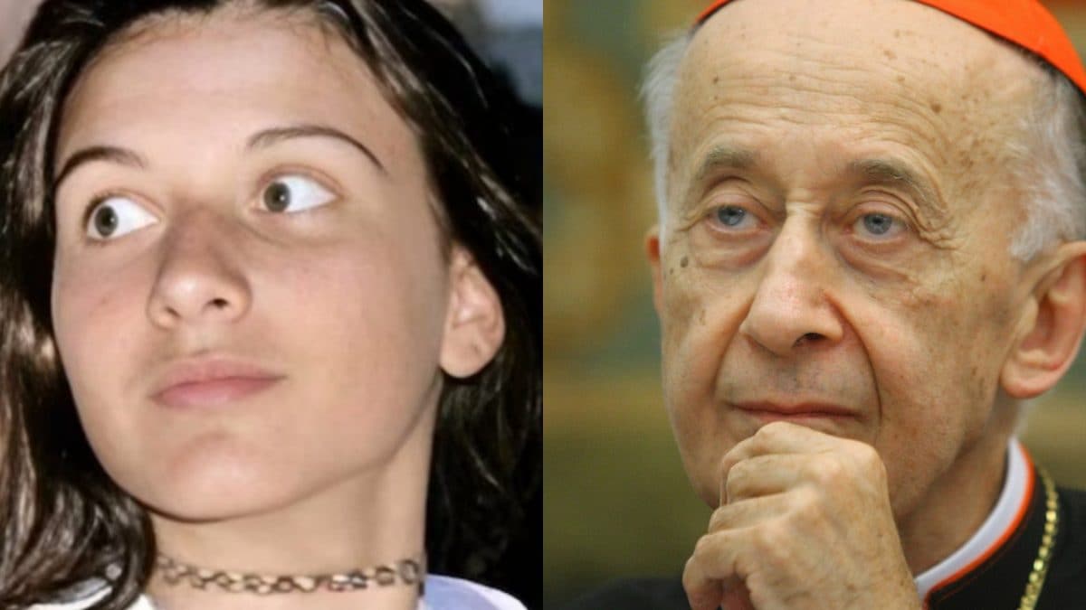 A sinistra Emanuela Orlandi e a destra il cardinal Ruini.