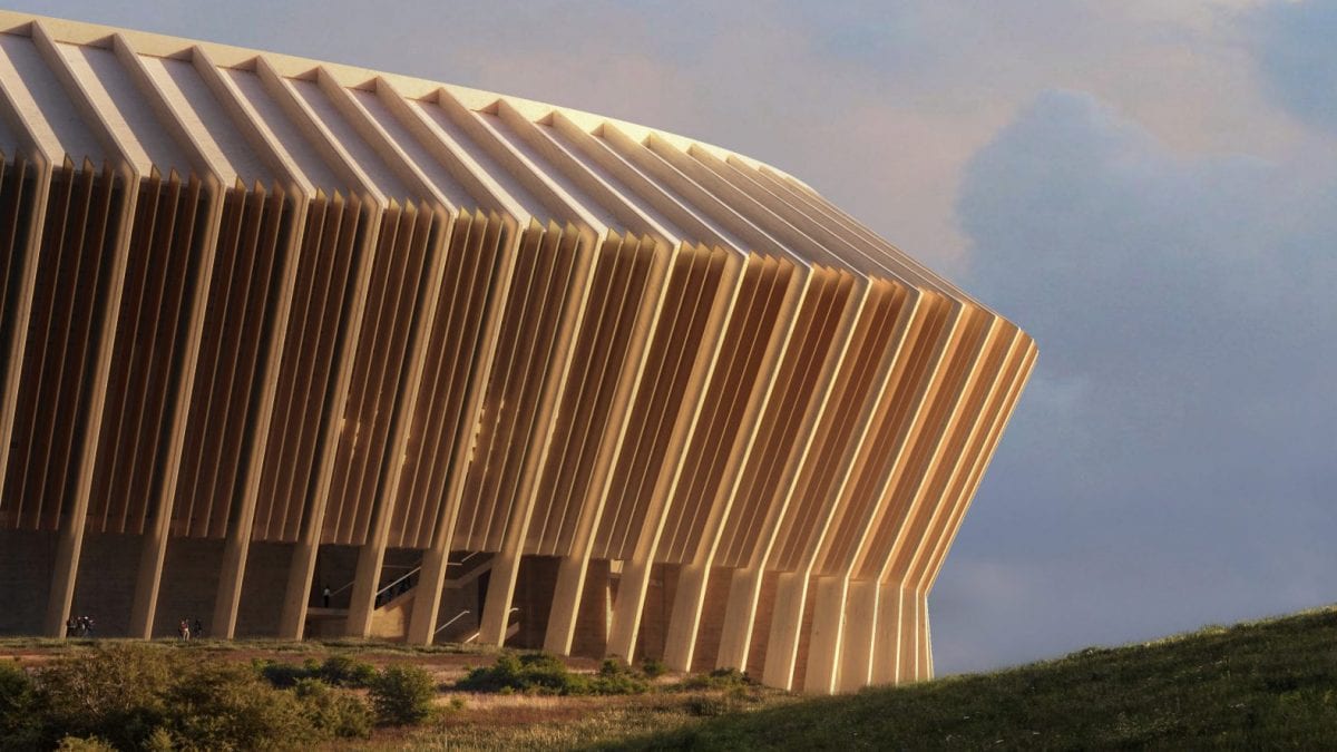 Il profilo del nuovo stadio della Roma nel render presentato dalla società giallorossa (Da Roma Capitale)
