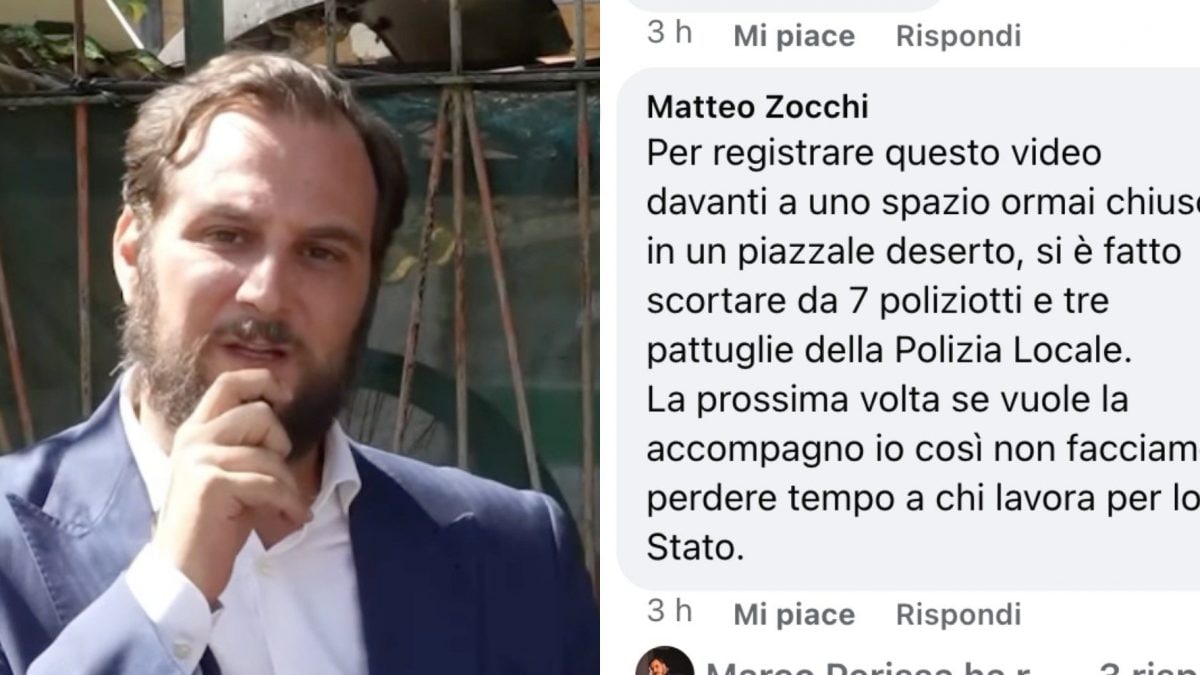 A sinistra il deputato Marco Perissa nel video girato davanti all’ex Bencivenga occupato. A destra il commento dell’assessore Zocchi.