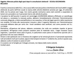 La nota della preside pubblicata sul sito della scuola