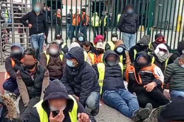 Un frame del video delle proteste (Fonte: Si Cobas)