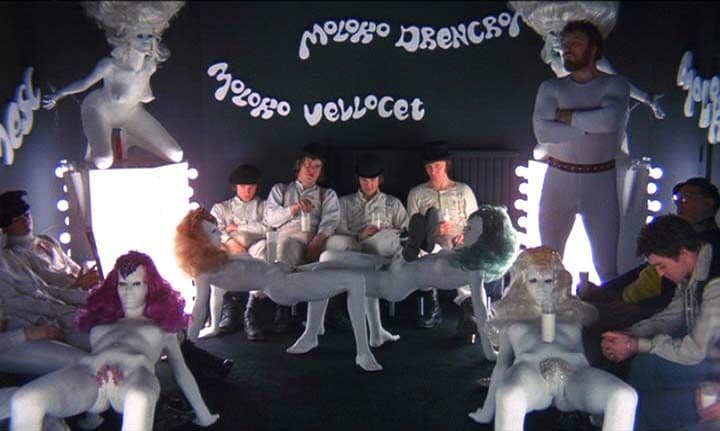 Korova Milk Bar in Arancia Meccanica di Stanley Kubrick