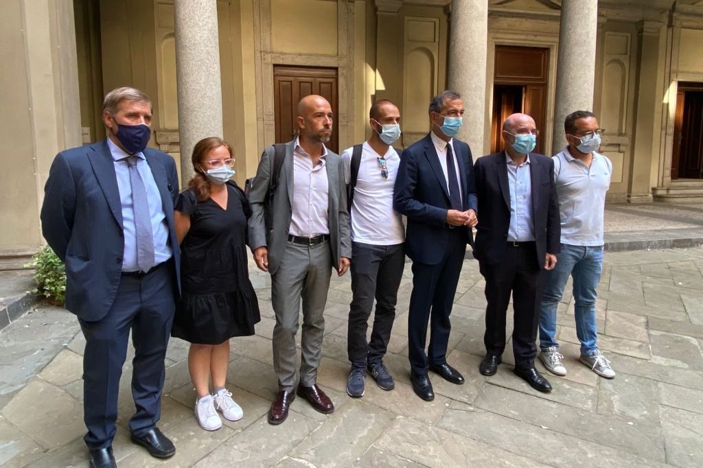 In foto il sindaco di Milano Giuseppe Sala a margine dell’incontro a Palazzo Marino con gli inquilini del grattacielo incendiato di via Antonini