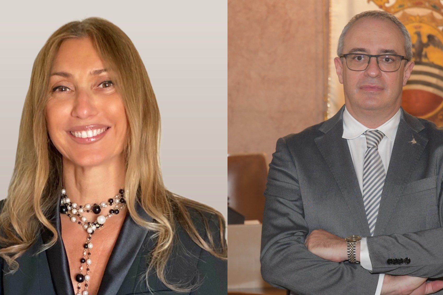 A sinistra la sindaca di Voghera Paola Garlaschelli e a destra l’ex assessore alla sicurezza Massimo Adriatici